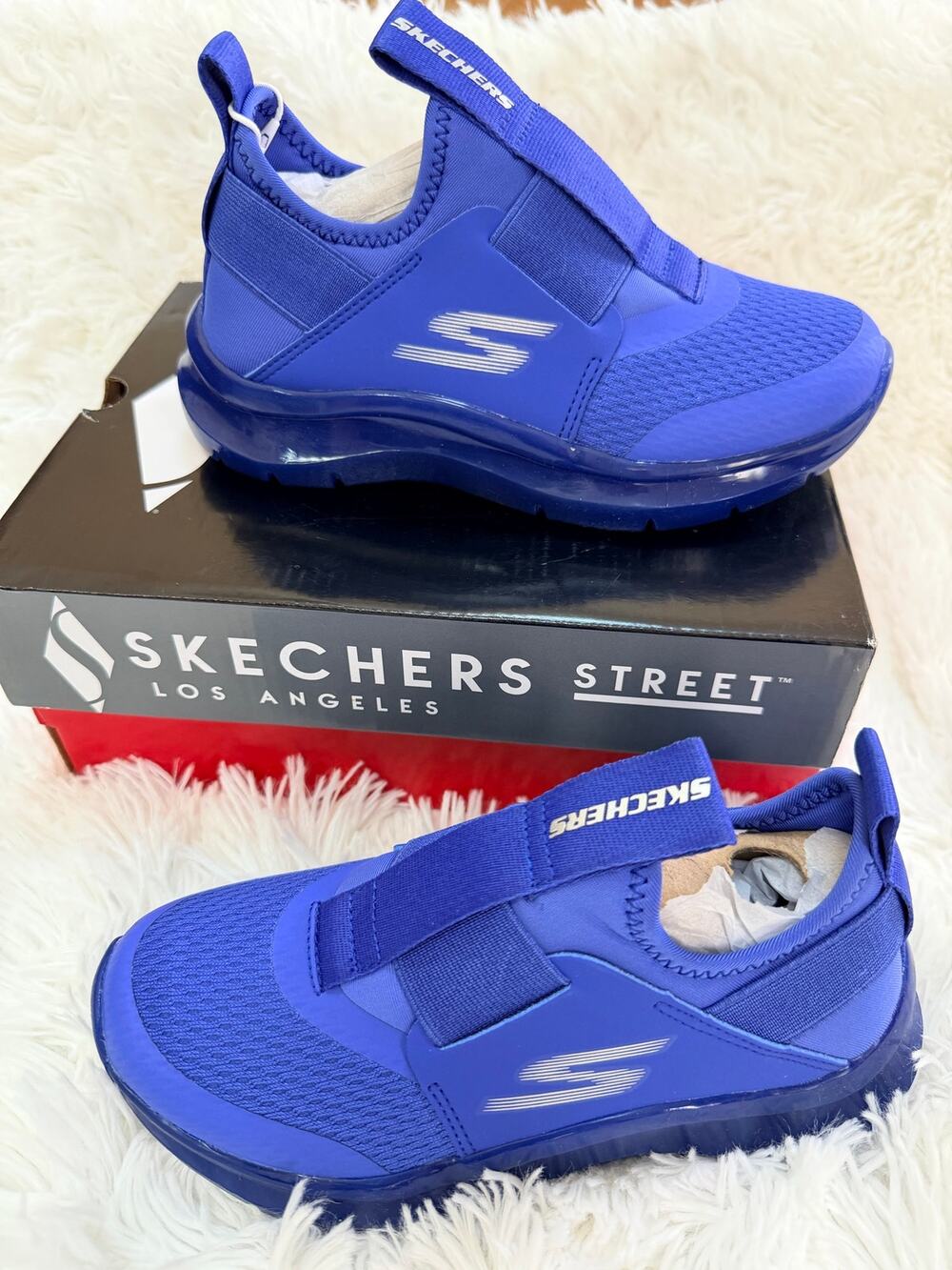 NIB Sketchers Fast Ice Slip-on Sneakers for little boys size 12 Blue